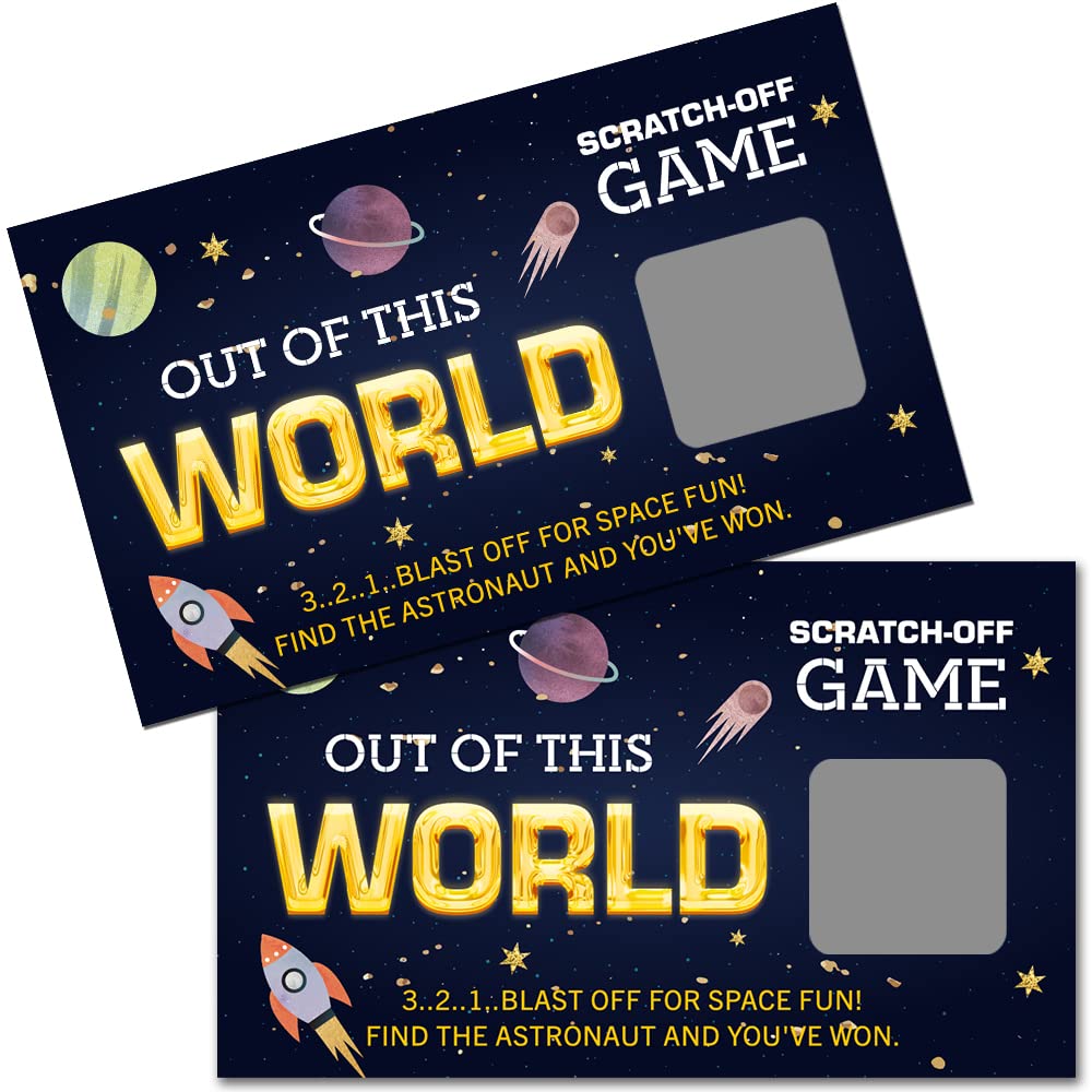 Haizct 50 Pack Rocket Ship Baby Shower Game Scratch Off Cards for Baby Shower, Baby Shower Activity and Idea (Out Of This World)