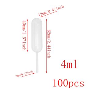 SQXBK 4ml Pipette 100PCS 4ml Disposable Plastic Squeeze Transfer Droppers Liquid Injectors for Chocolate Ice Cream Cupcakes