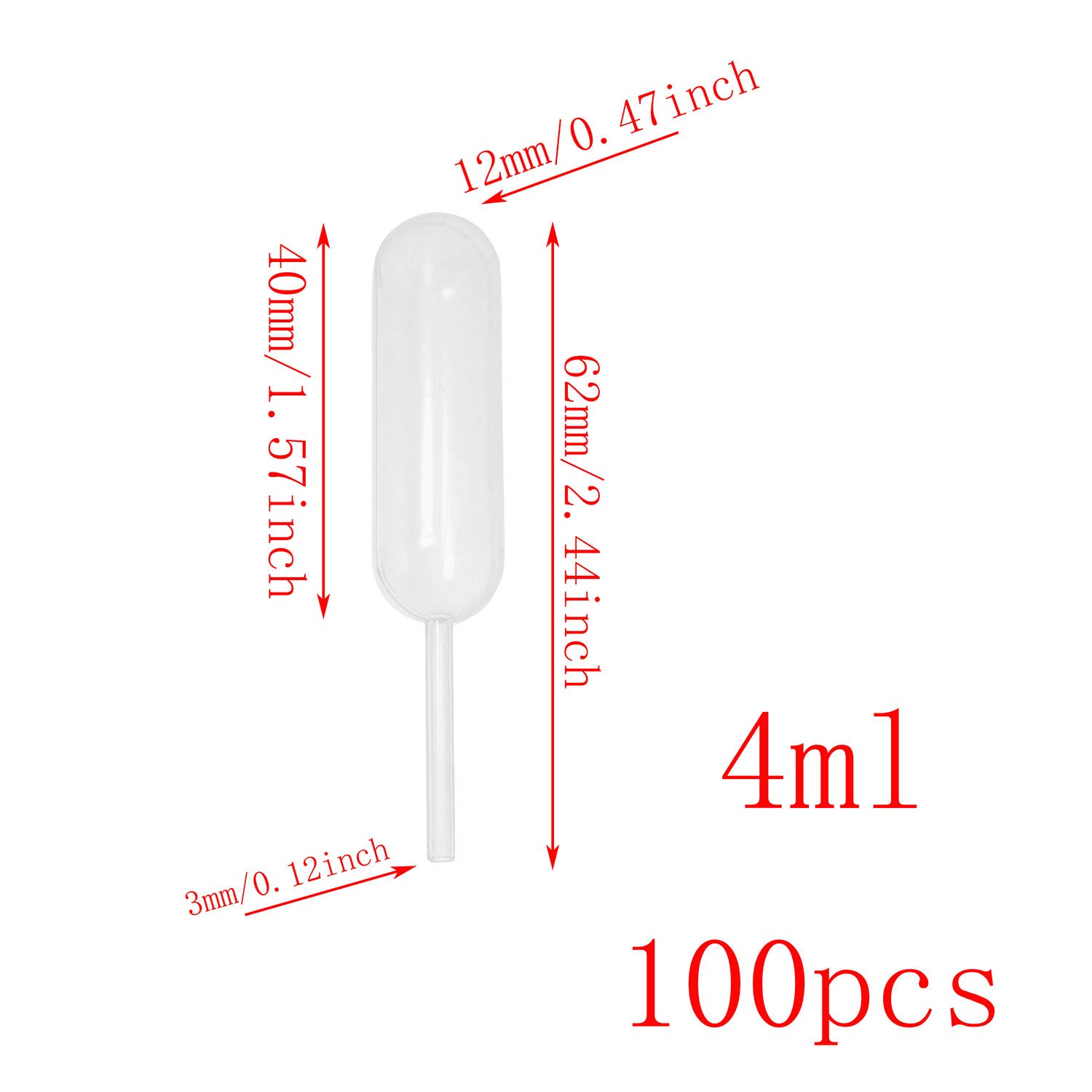 SQXBK 4ml Pipette 100PCS 4ml Disposable Plastic Squeeze Transfer Droppers Liquid Injectors for Chocolate Ice Cream Cupcakes