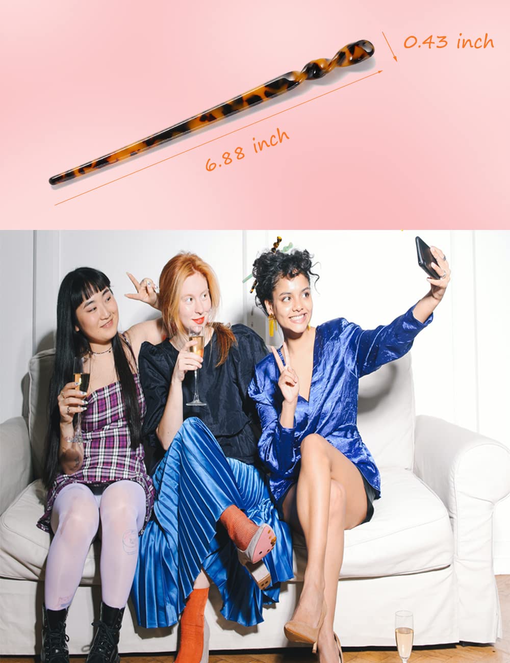 12 Pieces Acetate Hair Sticks Tortoise Shell Hairpin Leopard Shell Print Hair Sticks for Long Hair Chinese Hair Sticks Hair Styling Accessories Hair Chopsticks for Women Girls