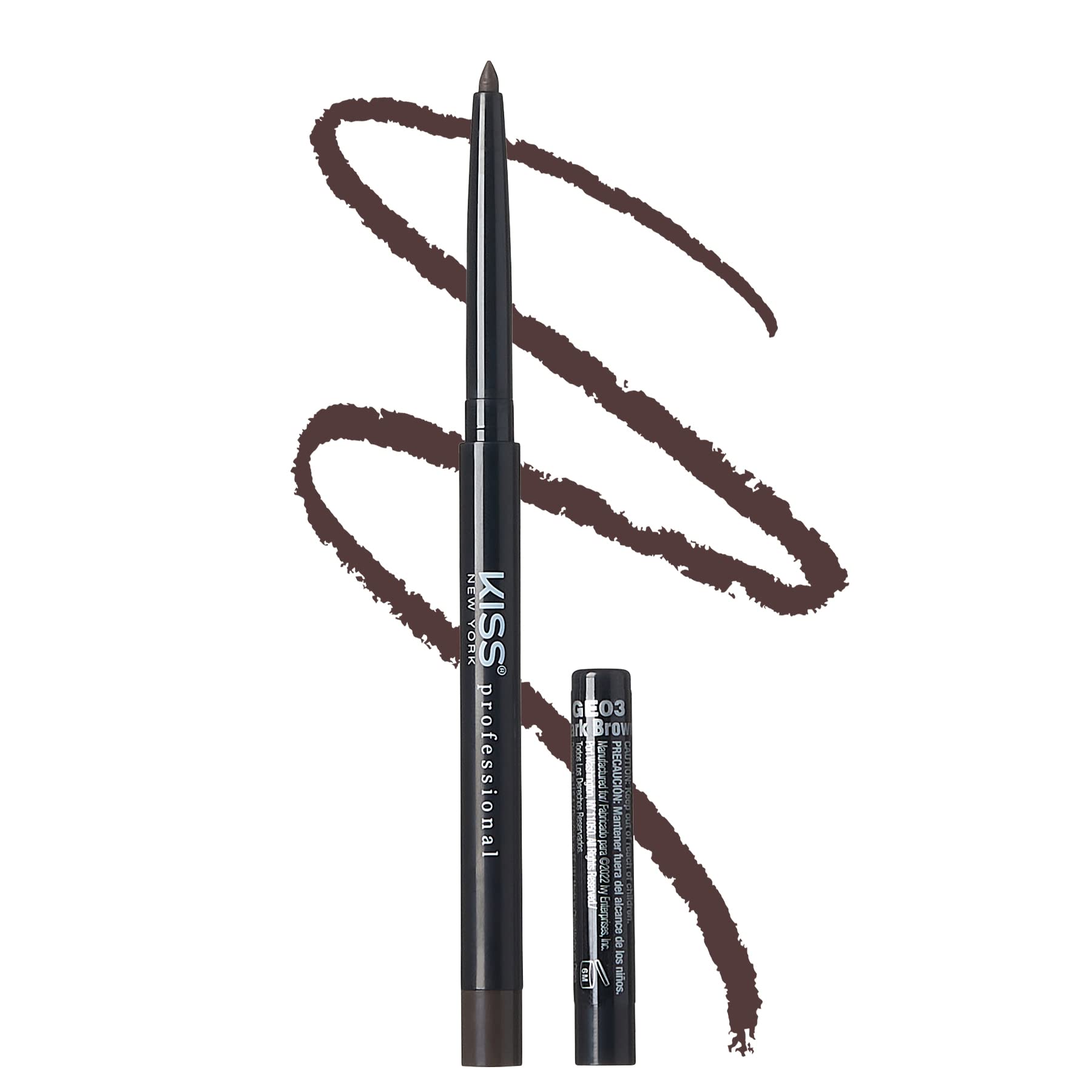 KISS New York Pro Intense Gel Eyeliner with Built-in Sharpener, Waterproof, Smudge-proof, Long Lasting Gel Eyeliner Pencil (Dark Brown)