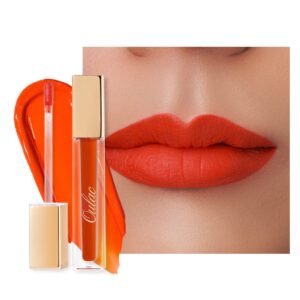 oulac matte liquid orange lipstick for women, long lasting lipstick waterproof lip stain, no transfer, creamy high pigmented formula with rose oil, vegan & cruelty-free,orange red m07