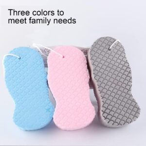 WFWJ 3Pcs Magic Exfoliating Bath Sponge,3D Super Soft Exfoliating Bath Sponge,Exfoliating Sponge Remover Dead Skin for Adults Children and Pregnant Women,Reusable(Blue+Pink+Gray)