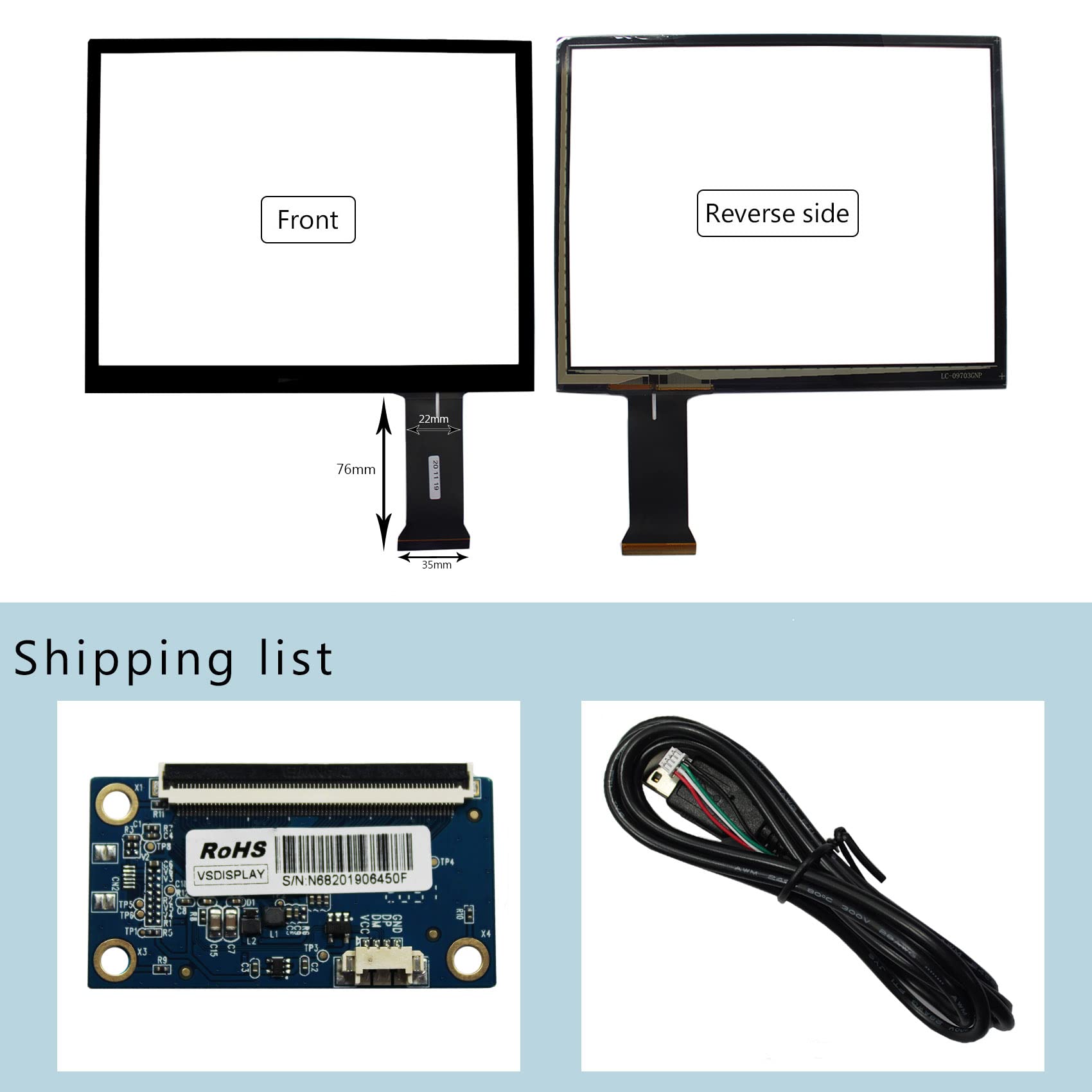 FanyiTek 9.7 inch Touch Sensor Panel,support 10 Point muti-touch, for 9.7" 1024x768 2048x1536 IPS LCD Screen