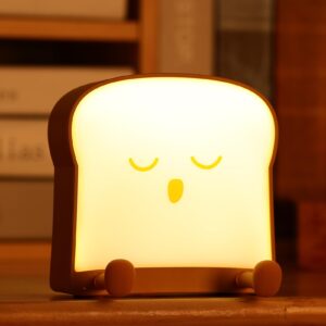 loveruis cute night lights for bedroom - toast night light bread lamp nightlight for children birthday halloween christmas gift with usb rechargeable for toddlers kids adluts(sleeping)