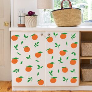 bamsod fruit wall decals removable boho wall stickers peel stick flower orange wall decals fresh fruit wall stickers for baby nursery kids bedroom living room home kitchen (orange)