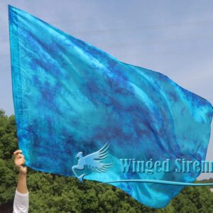 Winged Sirenny Porphetic Praise Dance Worship Flex Flags, 50" Rectangular Dance Ministry Streamer (Blue Moon)