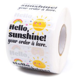 cute small business stickers,funny hello sunshine your order is here business stickers,thank you stickers, packaging stickers, mail envelopes shipping stickers for small business,500 pcs