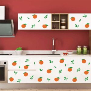 Bamsod Fruit Wall Decals Removable Boho Wall Stickers Peel Stick Flower Orange Wall Decals Fresh Fruit Wall Stickers for Baby Nursery Kids Bedroom Living Room Home Kitchen (Orange)