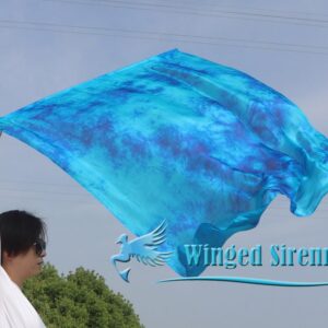 Winged Sirenny Porphetic Praise Dance Worship Flex Flags, 50" Rectangular Dance Ministry Streamer (Blue Moon)