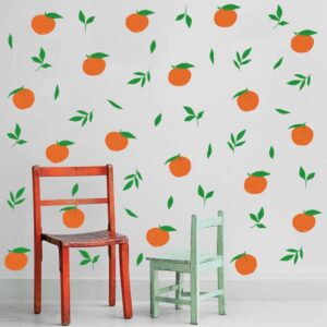 Bamsod Fruit Wall Decals Removable Boho Wall Stickers Peel Stick Flower Orange Wall Decals Fresh Fruit Wall Stickers for Baby Nursery Kids Bedroom Living Room Home Kitchen (Orange)