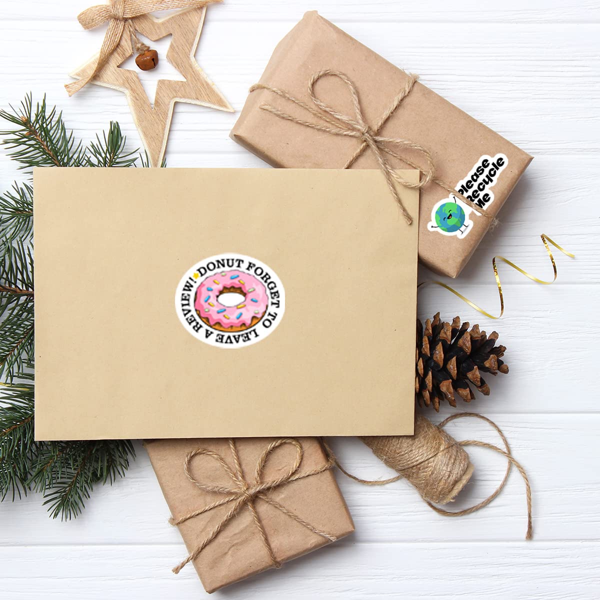 Cute Small Business Stickers,Funny Don't Forget to Leave Review Doughnut Business Stickers,Thank You Stickers,Doughnut Packaging Stickers, Mail Envelopes Shipping Stickers for Small Business,500 PCS