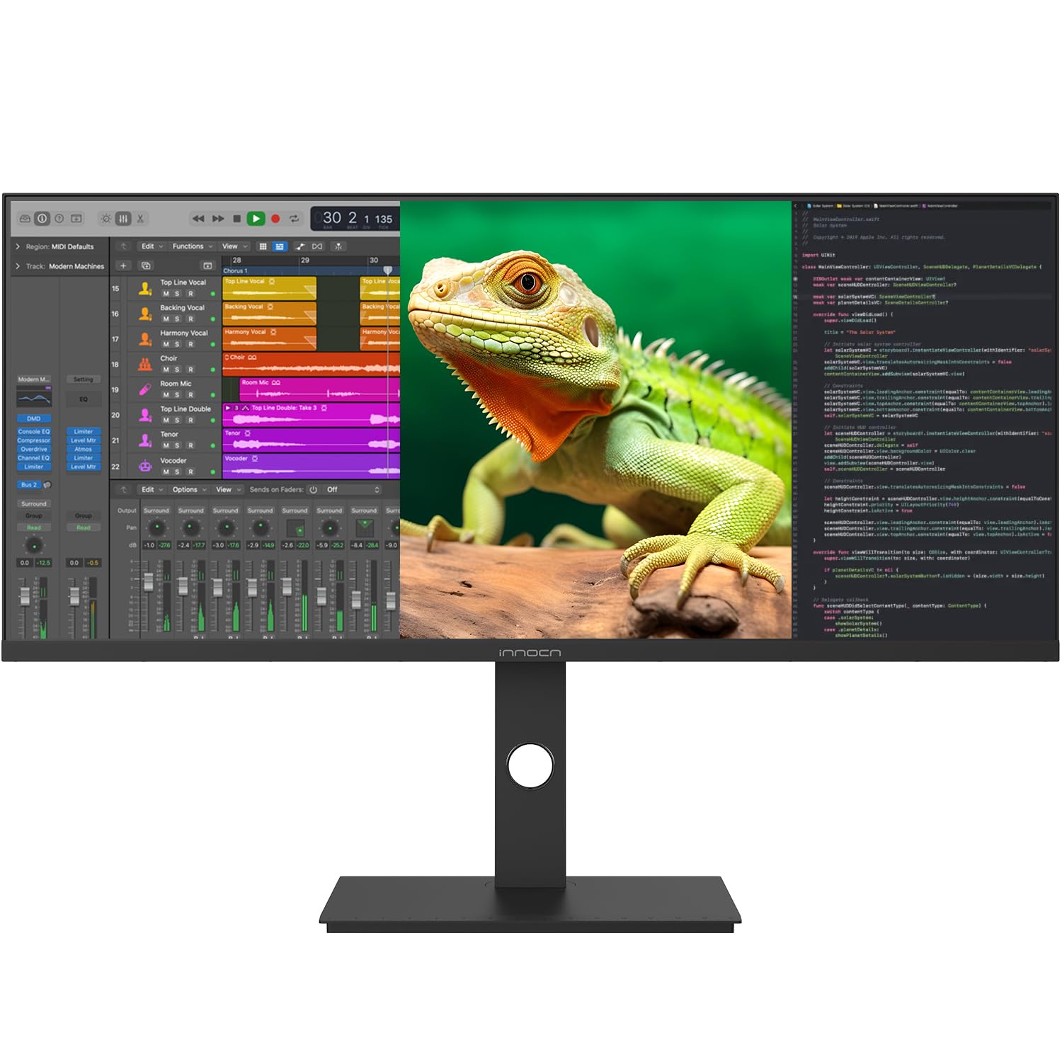 INNOCN 34" Ultrawide WQHD 3440 x 1440p PC Gaming Monitor Adaptive-Sync G-SYNC Compatible, USB C, HDMI 2.0, DP 1.4, USB Hub, PIP/PBP, Built-in Speaker, Height Adjustable, Eye Care