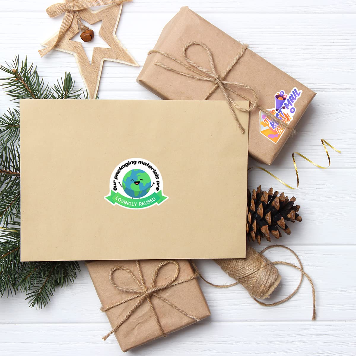 Cute Small Business Stickers,Funny Our Packaging Materials are Lovingly Reused Small Business Stickers, Reused Box, Recycling Label, Packaging Stickers, Mail Envelopes Shipping Stickers,500 PCS