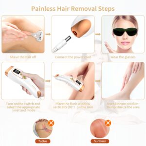 Painless Hair Removal for Women Permanent,at Home Hair Removal Device for Women and Man Facial Armpits Legs Arms Bikini Line Whole Body (Gold-white)