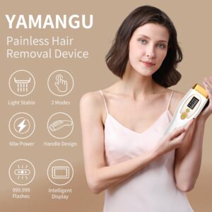 Painless Hair Removal for Women Permanent,at Home Hair Removal Device for Women and Man Facial Armpits Legs Arms Bikini Line Whole Body (Gold-white)