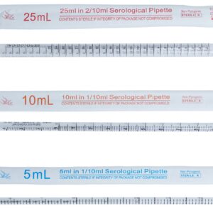 SciStar 5mL Polystyrene Serological Pipettes, Individually Wrapped, Sterile, Standard Length, Laboratory Grade (Case of 200)