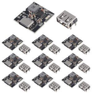 DWEII 10PCS Type-C USB 5V 2A Boost Converter Step-Up Power Module Lithium Battery Charging Protection Board LED Display USB for DIY Charger (no Welding Version)