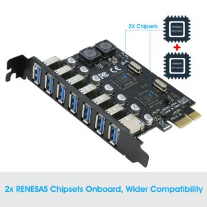 USB 3.0 PCI-e Expansion Card 7Port, RIITOP PCI-e x1 to USB 3.0 HUB Adapter 5Gbps (No Power Need)