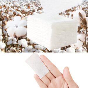 C-Queen 800PCS Cotton Pads Makeup Remover and Facial Cleansing Square Cotton Pads for Sensitive Skin, Non-Tearing Chemical Free Lint-Free, Pure Cotton (800 Count Thin)