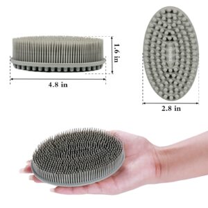 Silicone Body Scrubber Loofah - Set of 3 Soft Exfoliating Body Bath Shower Scrubber Loofah Brush for Sensitive Kids Women Men All Kinds of Skin(Black/Gray/Blue)