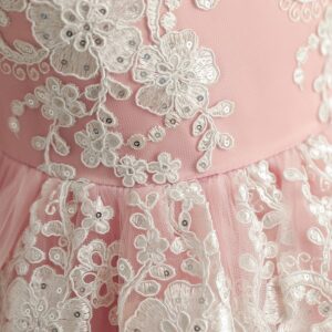 NNJXD Flower Girl Baby Lace Princess Party Pageant Gown Tutu Wedding Dress 790 Pink Size(90) 12-18 Months