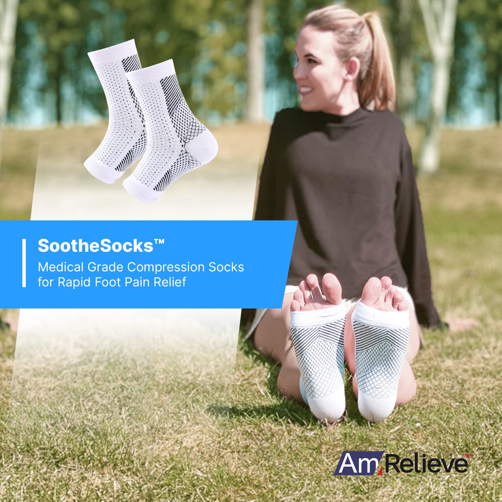 AmRelieve®️ Soothesocks®️ Neuropathy Socks for Women and Men - Compression Socks for Diabetic Foot Pain, Plantar Fasciitis Relief, and Ankle Support