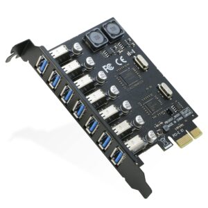 usb 3.0 pci-e expansion card 7port, riitop pci-e x1 to usb 3.0 hub adapter 5gbps (no power need)