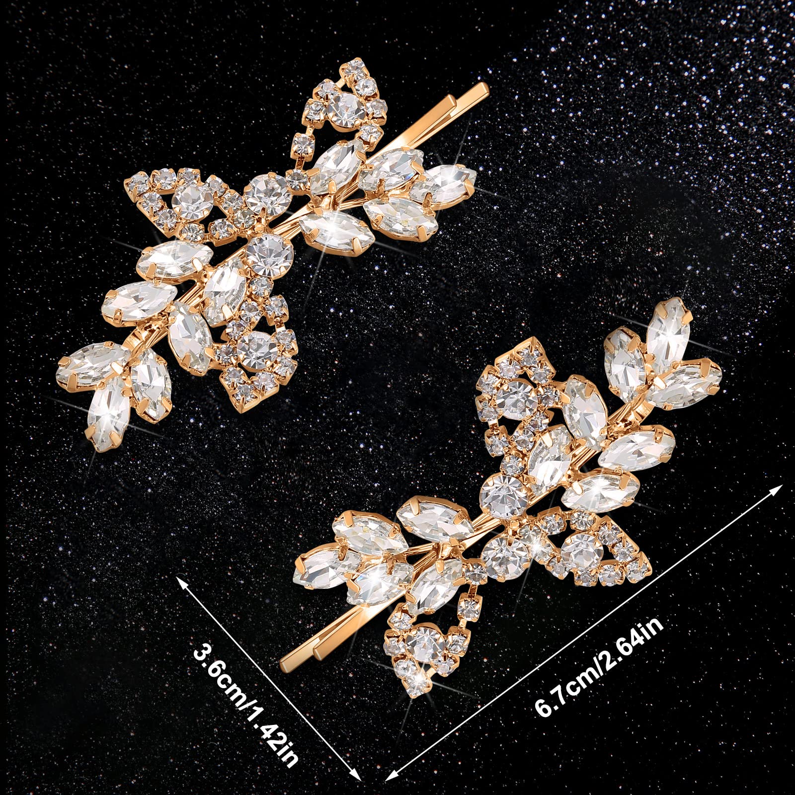 Waydress 4 Pcs Rhinestone Bridal Hair Clip Leaf Wedding Hairpin Bride Crystal Hair Barrette Accessories for Women(Gold, Rhinestone Style)