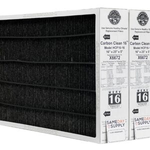 Lennox Healthy Climate Lennox X6672 16x25x5 Healthy Climate Carbon-Clean MERV 16 Filter Bundle with Same Day Supply Filter Change Reminder Magnet (2-Pack) 2 Count (Pack of 1)