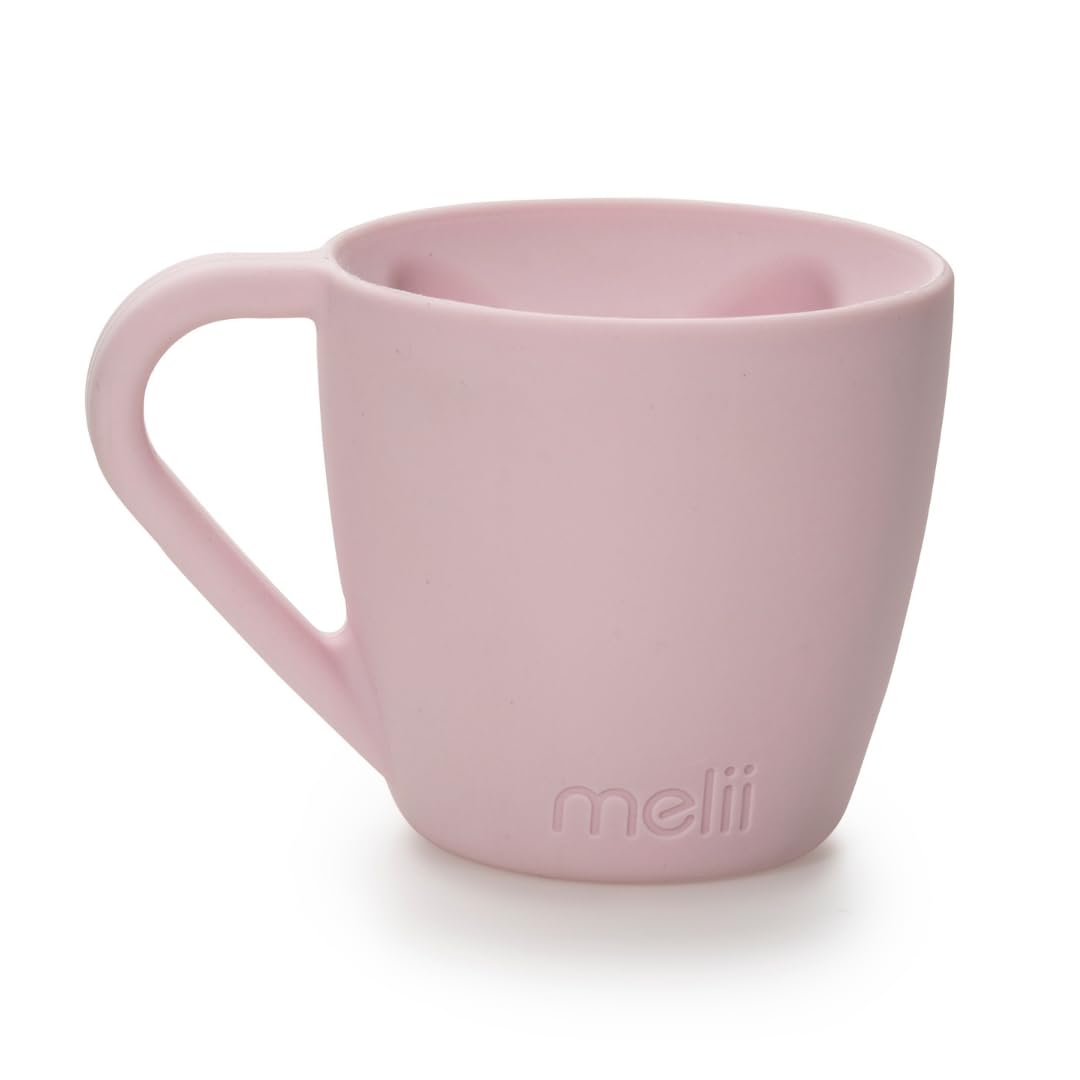 melii Silicone Bear Mug for Toddlers and Kids - Durable Food-Grade BPA-Free Cup for Hot and Cold Beverages - Fun Bear-Shaped with Easy-Grip Handle, Dishwasher Safe - Perfect Gift for Children - Pink