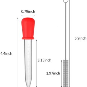 10 Pcs 5ml Liquid Droppers & 2 Brushes,Silicone and Plastic Pipettes Transfer Eyedropper with Bulb Tip for Candy Molds,Childhood,Pet,Crafts Projects- 10 Colors