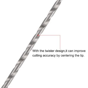 uxcell 10 Pcs 1.1mm Mini Micro Twist Drill Bits, High-Speed Steel Straight Shank Extra Long Drill Bit 80mm for Aluminum Alloy