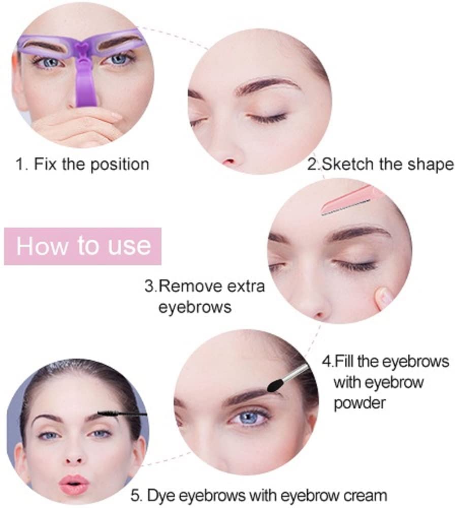 Eyebrow Stencils,Eyebrow Shaping Kit,Eyebrow Template，8 Styles Reusable Eyebrow Stencil with Handle and Strap, Washable