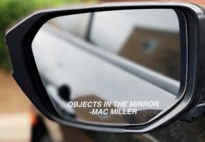 objects in the mirror mac side mirror window decal sticker 4 inch wide white color