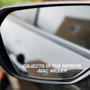 Objects In The Mirror Mac Side Mirror Window Decal Sticker 4 inch Wide White Color