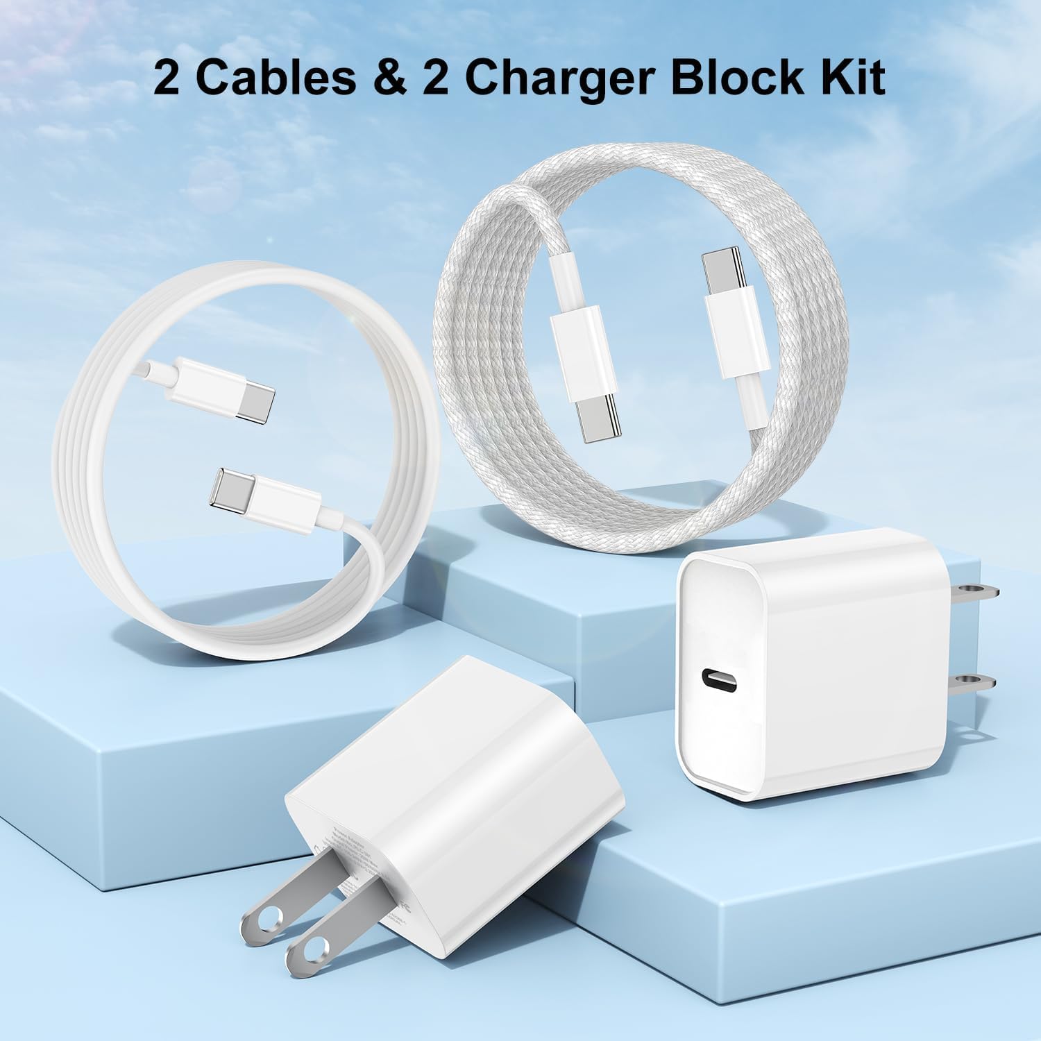 New iPhone 15 16 Chargers Fast Charging, 2Pack 20W USB C Wall Charger for iPhone 16 Pro Max with 3Pack [10FT+6FT+3FT] USB C to USB C Cable Compaitble with Apple 16/16 Plus/15/15 Pro Max/iPad Pro