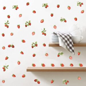 bamsod fruit wall decals removable boho wall stickers peel stick fresh fruit wall stickers for baby nursery kids bedroom living room home kitchen … (strawberry)