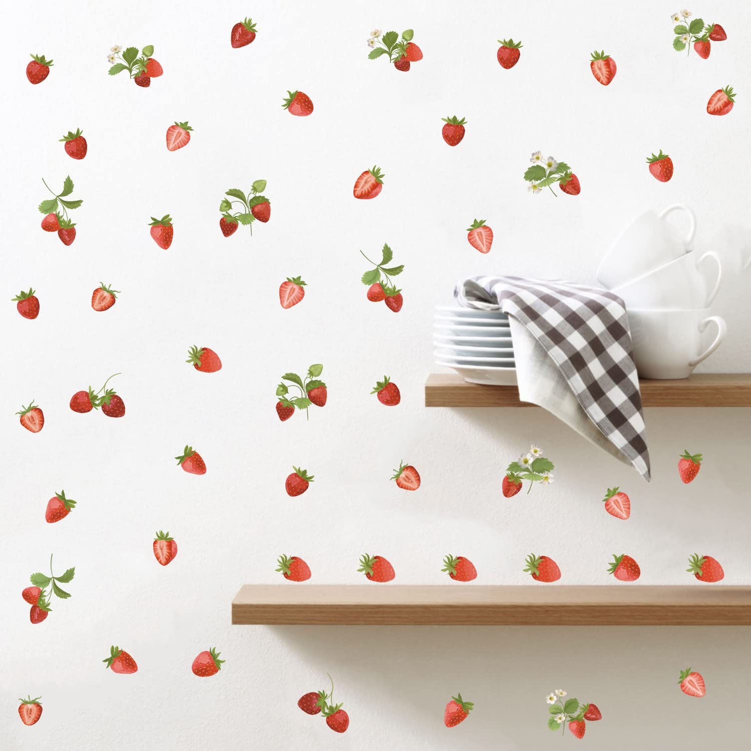 Bamsod Fruit Wall Decals Removable Boho Wall Stickers Peel Stick Fresh Fruit Wall Stickers for Baby Nursery Kids Bedroom Living Room Home Kitchen … (Strawberry)