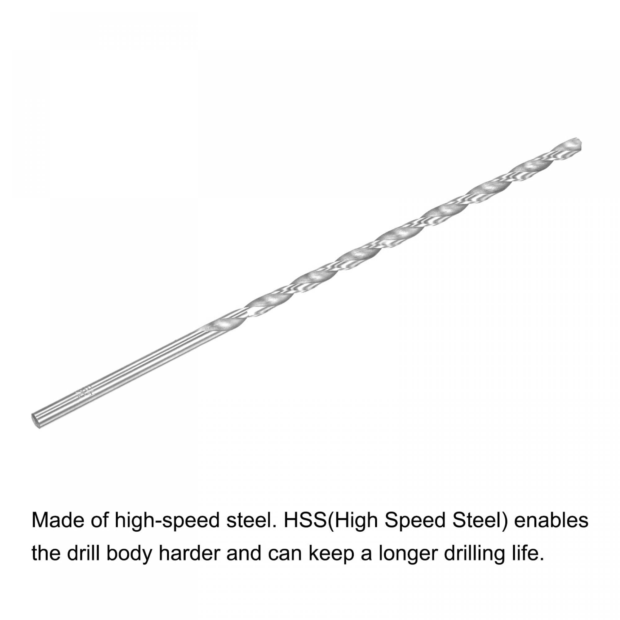 uxcell HSS(High Speed Steel) Extra Long Twist Drill Bits, 5.5mm Drill Diameter 200mm Length 6 Pcs