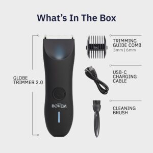 BOVEM Globe Trimmer 2.0 Electric Razor for Men Pubic Hair, Body Hair Trimmer, Groin Hair Trimmer For Men, Balls Trimmer Men Electric Shaver, Mens Grooming Kit – Body, Face, Groin & Beard Hair Clippers