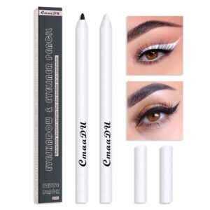 meicoly classic black white eyeliner pencil, gel eyeliner pencil, glides on quick drying smooth waterproof long lasting silkworm eye liner pen brighten