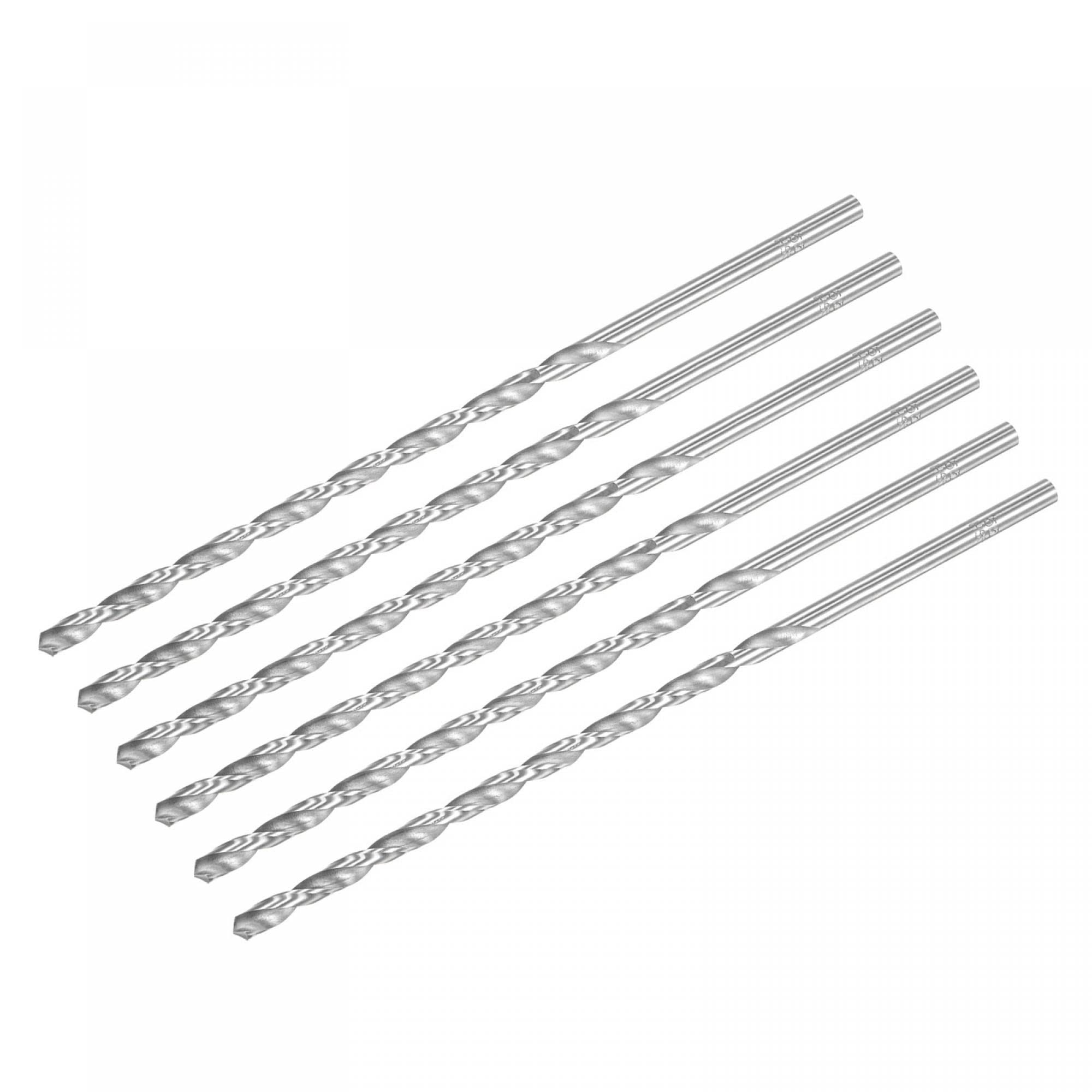 uxcell HSS(High Speed Steel) Extra Long Twist Drill Bits, 5.5mm Drill Diameter 200mm Length 6 Pcs