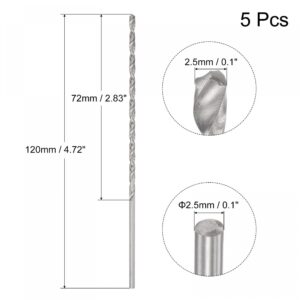 uxcell 5 Pcs 2.5mm Mini Micro Twist Drill Bits, High-Speed Steel Straight Shank Extra Long Drill Bit 120mm for Aluminum Alloy