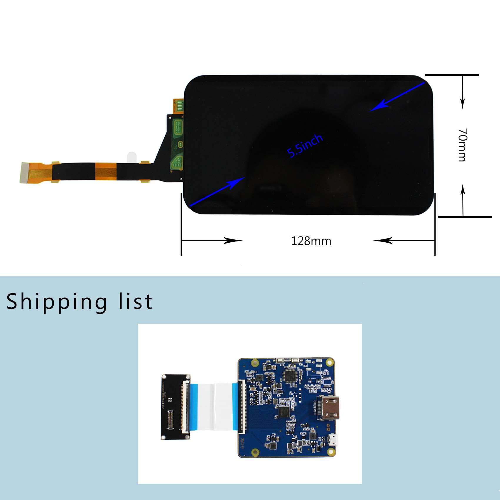 FanyiTek 5.5" LS055R1SX04 1440x2560 60HZ 2K IPS MIPI LCD Screen and HD-MI Controller Board