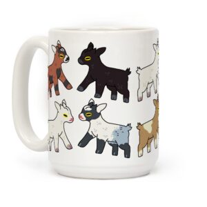 lookhuman ceramic goat coffee mug - cute baby goat mugs for goat lovers, double-sided print goat coffee cup, dishwasher safe novelty coffee mugs with goat design, goat lover gifts coffee cups, 15oz