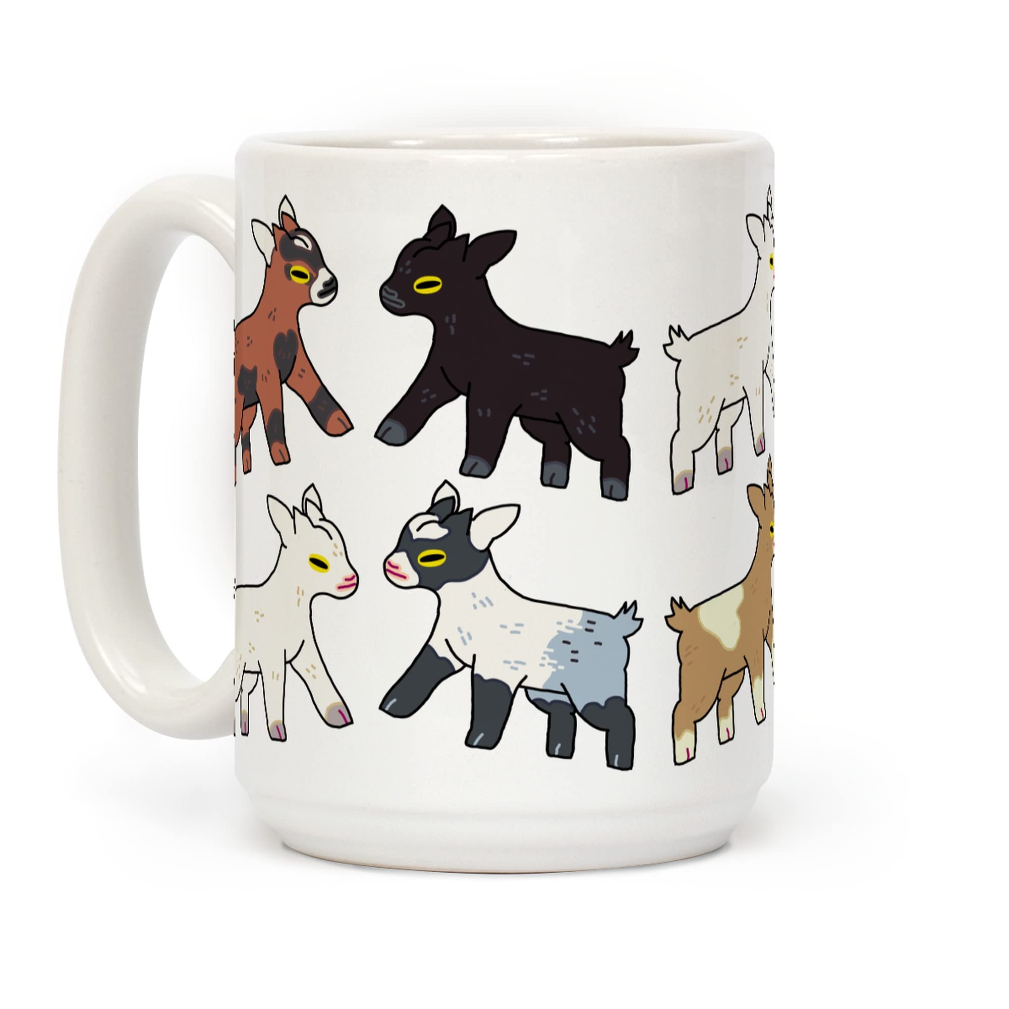 LookHUMAN Ceramic Goat Coffee Mug - Cute Baby Goat Mugs for Goat Lovers, Double-sided Print Goat Coffee Cup, Dishwasher Safe Novelty Coffee Mugs with Goat Design, Goat Lover Gifts Coffee Cups, 15oz