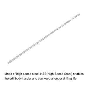 uxcell HSS(High Speed Steel) Extra Long Twist Drill Bits, 3mm Drill Diameter 160mm Length for Hardened Metal Woodwork Plastic Aluminum Alloy 6 Pcs