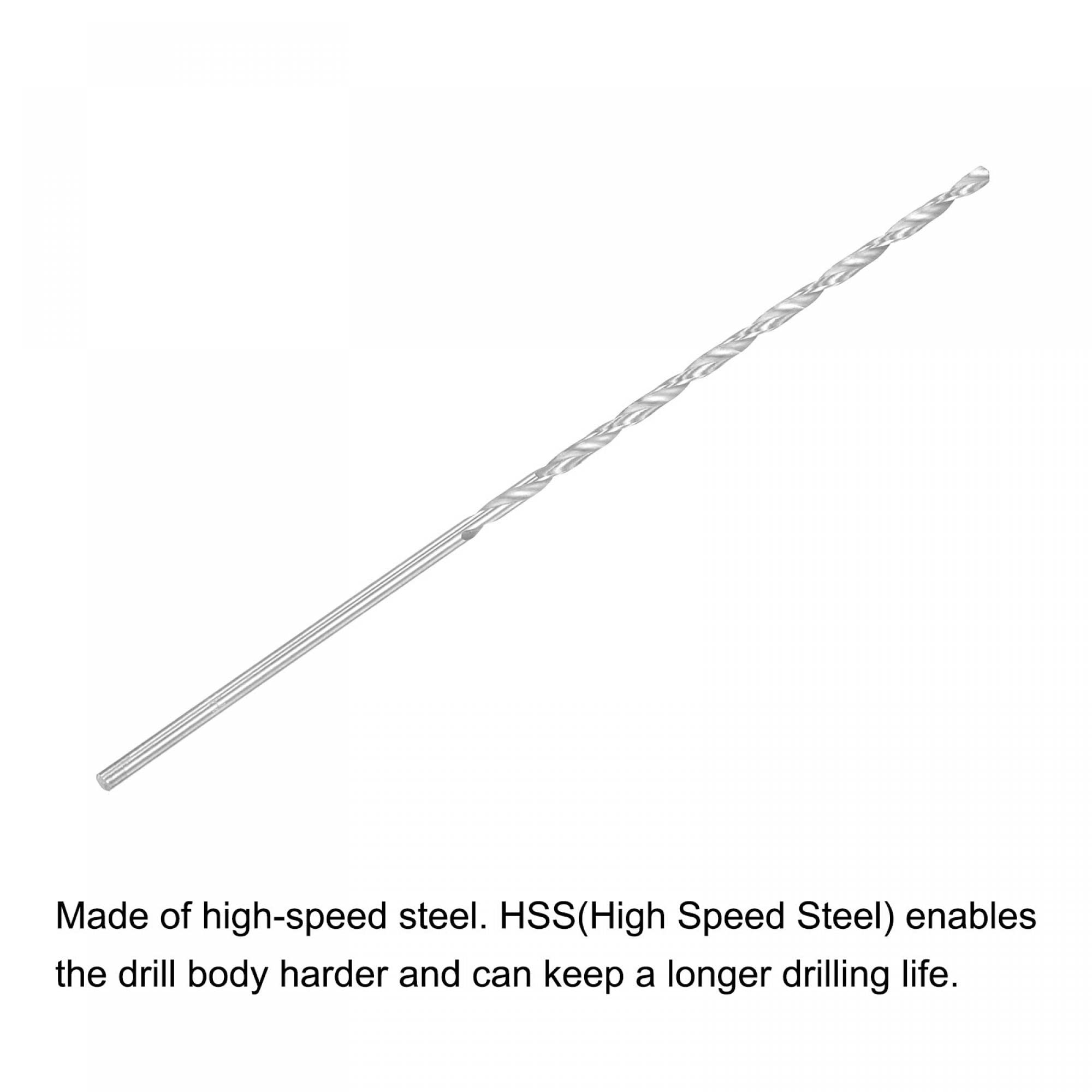 uxcell HSS(High Speed Steel) Extra Long Twist Drill Bits, 3mm Drill Diameter 160mm Length for Hardened Metal Woodwork Plastic Aluminum Alloy 6 Pcs