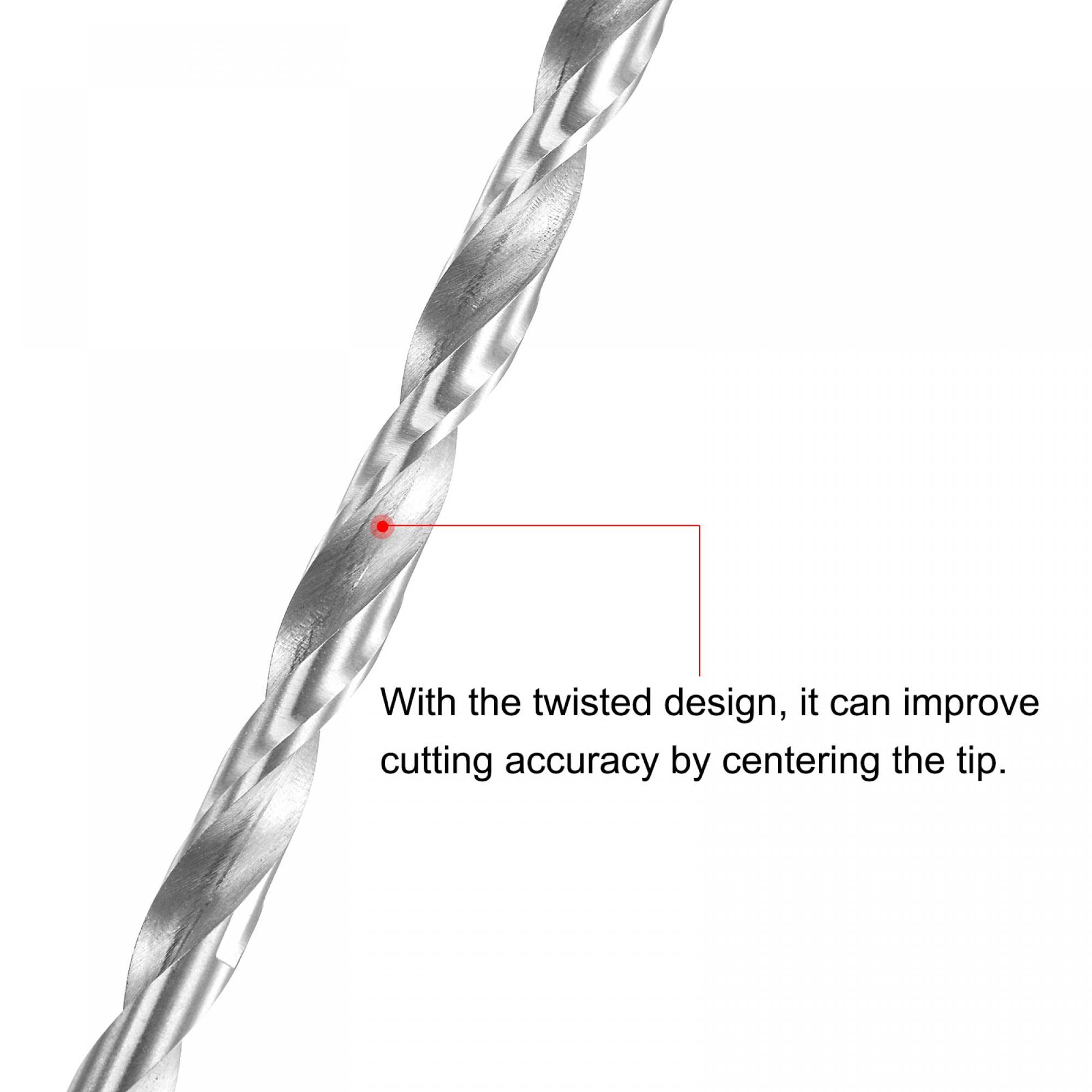 uxcell HSS(High Speed Steel) Extra Long Twist Drill Bits, 5.5mm Drill Diameter 200mm Length 6 Pcs